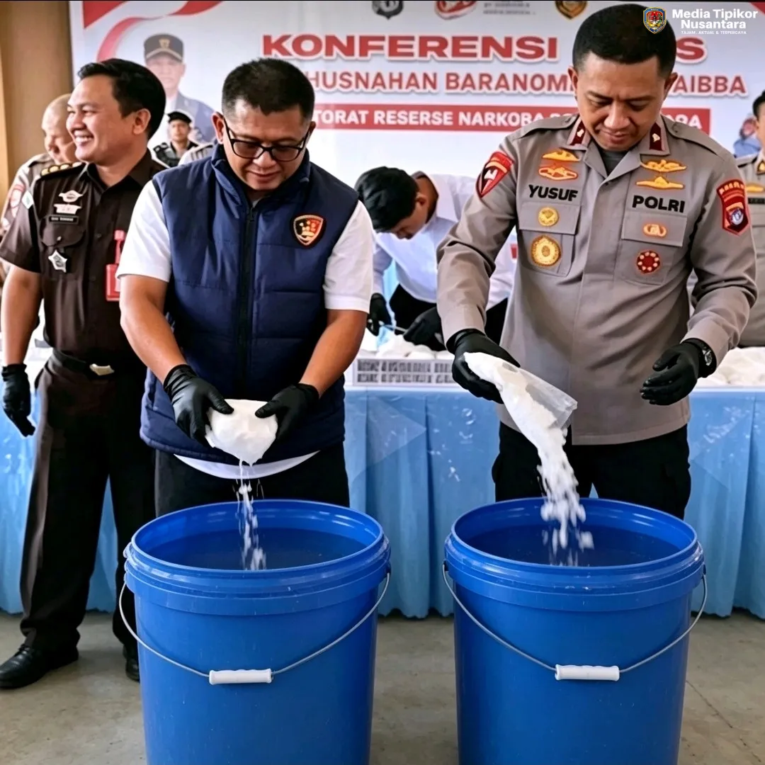 POLDA KALTARA MUSNAHKAN 9,8 KG SABU,63 KASUS DI UNGKAP DALAM DUA BULAN,